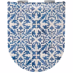 Abattant wc avec couvercle de 42 à 47 cm x 36,5 cm en bois réticulé*®. Un motif de carreaux de faïence qui rappelle les azule ...