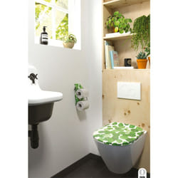 Olfa - Abattant wood slim double déclipsable 'Feuilles de Piléa' Blanc 48x36.5 cm