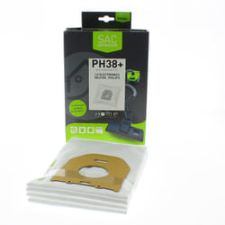 Sac microfibre adaptable par 4 HEPH38+ pour Aspirateur bomann, clatronic, dirt devil, lg goldstar, nilfisk, philips, rowenta