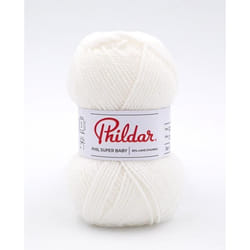 Phildar - Pelote de Laine PHIL SUPER BABY de 25g - Laine à Tricoter - 70% ACRYLIQUE30% LAINE - Aiguille n°3 - Couleur CYGNE