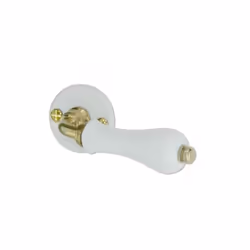 Poignée de porte - DT - 550152 - Porcelaine blanche - Laiton poli - Diamètre rosace 47mm