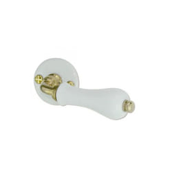 Poignée de porte - DT - 550152 - Porcelaine blanche - Laiton poli - Diamètre rosace 47mm