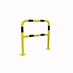 Barrière de protection noire et jaune avec platine 150 x 150 mm VISO - acier galva - 1000 x 1000 m - Ø60 mm - BAR600NJ - - Ba ...