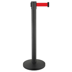 Metalworks - Poteau à sangle Reco noir hauteur 910mm base Ø32mm sangle rouge 3 mètres largeur 50mm - viso