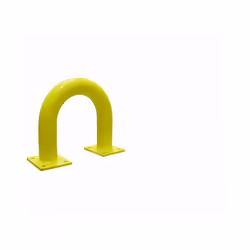 Arceau de protection acier Ø76mm VISO - jaune - 375 x 350 mm - platine de fixation 4 trous 160 x 140 mm - BAR37NJ - Arceu de  ...