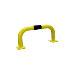 Arceau de protection acier Ø76mm VISO - jaune et noir - 750 x 350 mm - platine de fixation 4 trous - BAR3575NJ