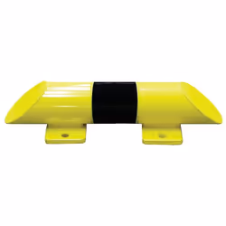 En acier, tube diamètre 76 mm. 2 platines de fixation. Bande 3 M. Coloris : jaune et noir.