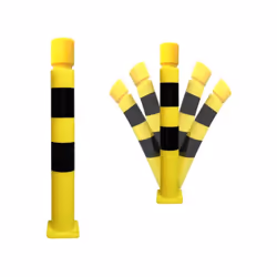 Poteau TPU platine noir/jaune tête gorge VISO H.1000 Ø80 mm - TPX1008CNJ - Potelets flexibles pour les industries, protection ...