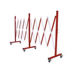 Barrière - VISO - Lot de 6 roulettes - Acier - Rouge/Blanc - 4 m extensible