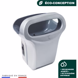 Sèche-mains - Exp'Air gris métallisé Sèche-Mains Exp'Air gris métallisé automatique à air pulsé. Anti-vandalisme avec capot e ...