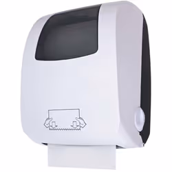 Dist. essuie-mains auto. Cleantech blanc CLEANTECH Distributeur de papier automatique avec un capot ABS blanc et un chassis A ...