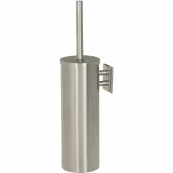 Balai Brosse + support mural Inox brossé Balai Brosse pour WC avec un support mural en Inox brossé. Brosse et insert en plast ...