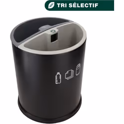 Corbeille tri ronde 2 bacs Corbeille tri ronde 2 bacs d'une capacité de 10L avec une protection en caoutchouc à la base. Les ...
