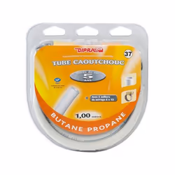 Tube caoutchouc - DIPRA - 1m - Butane/Propane - 6x12mm - 2 colliers de serrage - NF