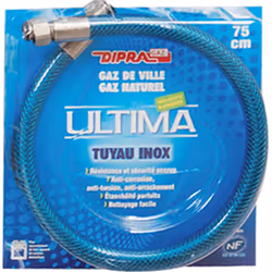 Le GAZ NATUREL VITAGAZ 0.75 M utilise des raccords à visser avec des écrous de 15/21. Ce produit est fabriqué en inox, garant ...