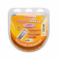 Tuyau flexible en inox pour gaz butane propane. Tuyau flexible en acier inoxydable, recouvert d’une tresse en acier inoxydabl ...