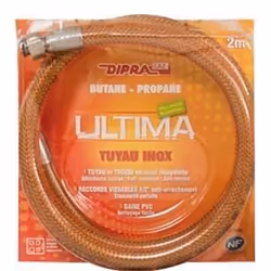 Flexible inox DIPRA pour vitagaz butane/propane NF 2m - Pression maximale 20 bar - Débit 32 L/min