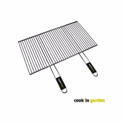 Description générale Grille pour barbecue en acier chromé de forme rectangulaire, mesurant 70 x 40 cm. Cette grille est recou ...
