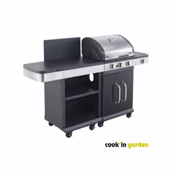 Les + produit : Vraie cuisine d'extérieur avec 1 barbecue et 1 desserte Barbecue équipé de brûleurs en inox avec allumage pie ...