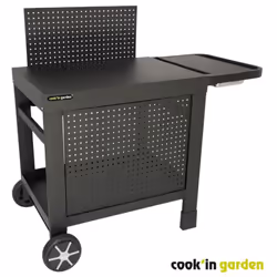 Desserte Cook'in Garden reva 110 premium - 100% métal - Surface de travail (L.108 x l.55 cm) - 1 tablette basse, 1 jupe, 1 cré