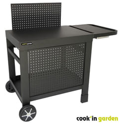 Desserte Cook'in Garden reva 110 premium - 100% métal - Surface de travail (L.108 x l.55 cm) - 1 tablette basse, 1 jupe, 1 cré