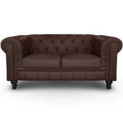 Canapé Chesterfield 2 places - MENZZO - Marron - Classique - Intemporel - Cuir - Fixe