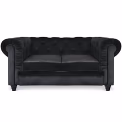 Grand canapé 2 places Chesterfield Velours Noir
