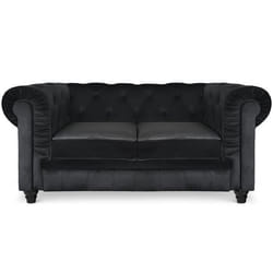 Grand canapé 2 places Chesterfield Velours Noir