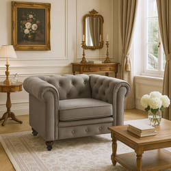 Grand fauteuil Chesterfield velours Taupe