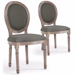 Lot de 2 chaises médaillon Louis XVI Tissu Gris