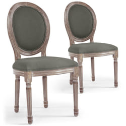 Lot de 2 chaises médaillon Louis XVI Tissu Gris