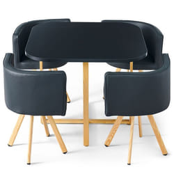 MENZZO Table et chaises scandinaves Oslo Noir - table à manger L90 x P90 x H75 cm