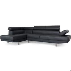 MENZZO Canapé dangle avec têtières relevables Alfa Noir -L260 x P170 x H74 cmProfondeur dassise : P51 cm