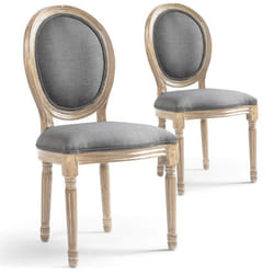 Lot de 2 chaises de style médaillon Louis XVI Tissu Gris Clair