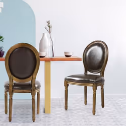 Lot de 2 chaises de style médaillon Louis XVI Simili (P.U) Marron bois patiné Or