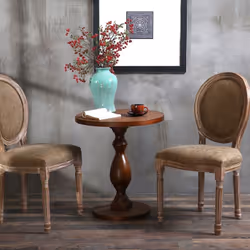 Lot de 2 chaises de style médaillon Louis XVI Bois patiné & simili taupe