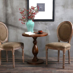 Lot de 2 chaises de style médaillon Louis XVI Bois patiné & simili taupe