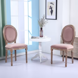 Lot de 2 chaises Louis XVI Bois patiné & Velours Rose