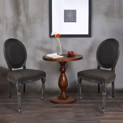Lot de 2 chaises de style médaillon Louis XVI Bois gris patiné & tissu gris