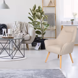 Fauteuil scandinave dossier haut Fox Beige