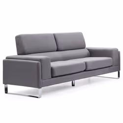 Canapé 3 places MENZZO Barth en tissu gris clair - Design contemporain - Accoudoirs larges - Matelassé