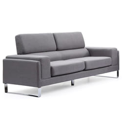 Canapé 3 places MENZZO Barth en tissu gris clair - Design contemporain - Accoudoirs larges - Matelassé