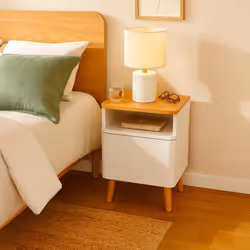 Table de chevet scandinave Bergen Blanc et Bois