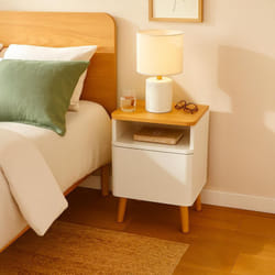 Table de chevet scandinave Bergen Blanc et Bois
