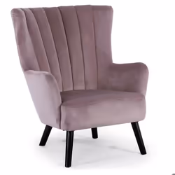 Fauteuil scandinave Vidal en Velours Rose - MENZZO - 1 place - Avec accoudoirs - Bois - Salon