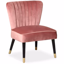 Fauteuil matelassé confortable en velours Coloris ROSE Le fauteuil PALERME est un fauteuil en velours très confortable muni d ...