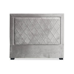 Tête de lit en velours argent - Meghan 140cm - Coutures décoratives - MENZZO