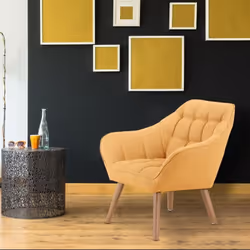 Fauteuil Scandinave Zentao Tissu Jaune
