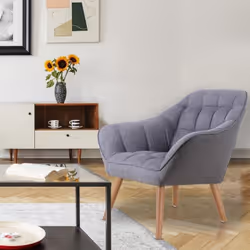 Fauteuil Scandinave Zentao Tissu Gris Clair