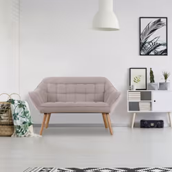 Canapé 2 places Scandinave Zentao Tissu Beige